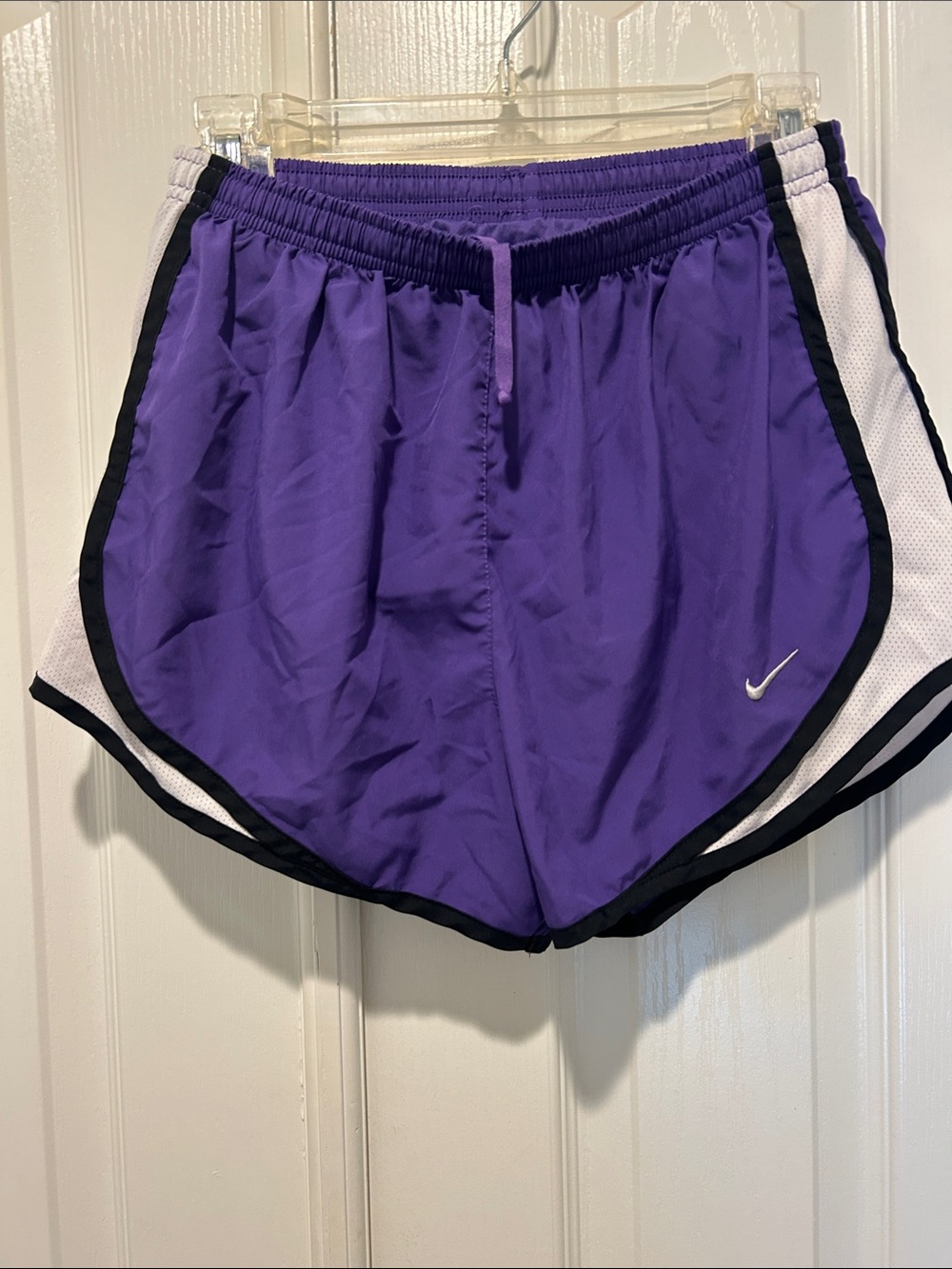 Nike Women's Purple Athletic Running Shorts with White & Black Trim